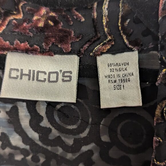 Chicos embroidered sheer formal jacket, rayon and silk, Chicos size 1 (8/10) - Picture 6 of 7